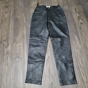 Hugo Buscati Black Leather Women Pants Size 4